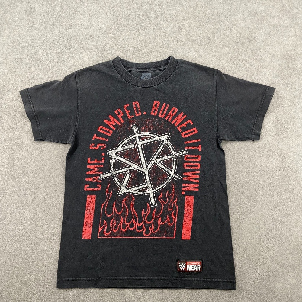 WWE Authentic T Shirt Mens Small Black Seth Rollins Came Stomped Burned It Down